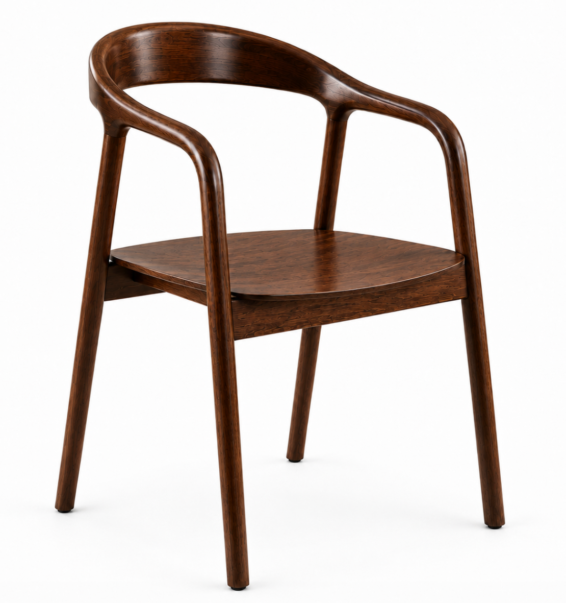 Chaise Design Alba – Noyer Massif, Dossier Enveloppant et Accoudoirs