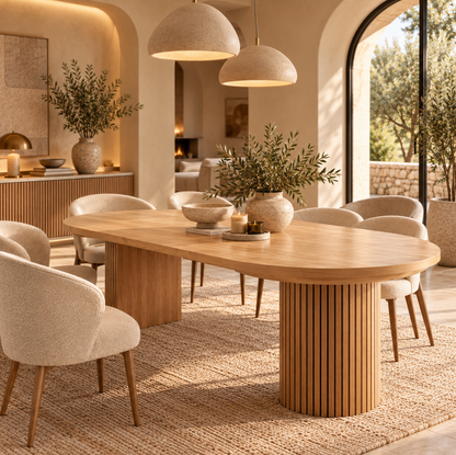 Table à Manger Ovale Extensible Livia – 114 à 300 cm – Bois Clair