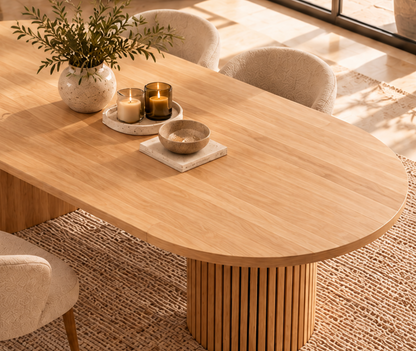 Table à Manger Ovale Extensible Livia – 114 à 300 cm – Bois Clair
