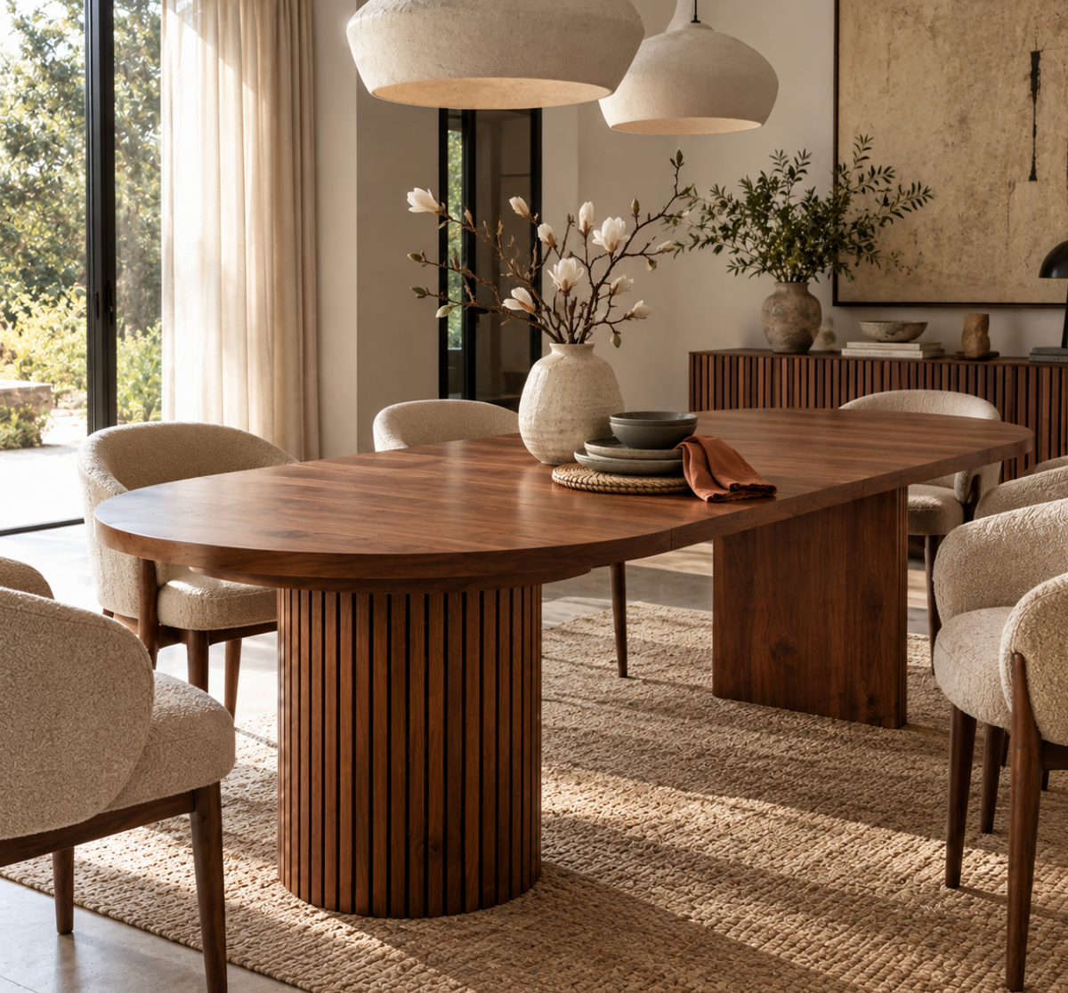 Table à Manger Ovale Extensible Victoria – 114 à 300 cm – Noyer