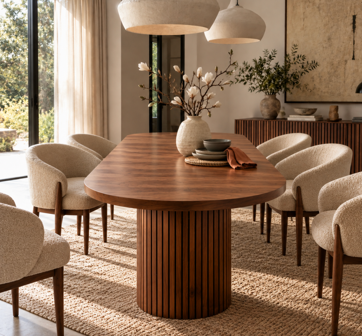 Table à Manger Ovale Extensible Victoria – 114 à 300 cm – Noyer