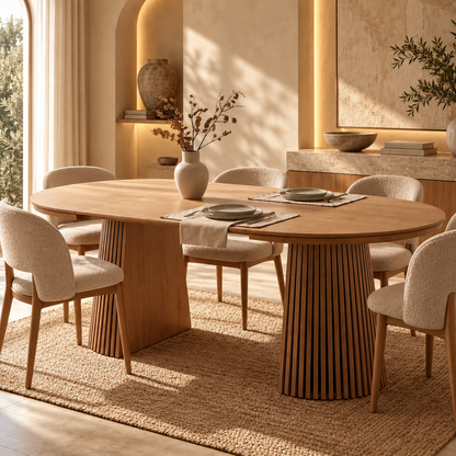 Table à Manger Ovale Extensible Diane – 120 à 200 cm – Bois Clair