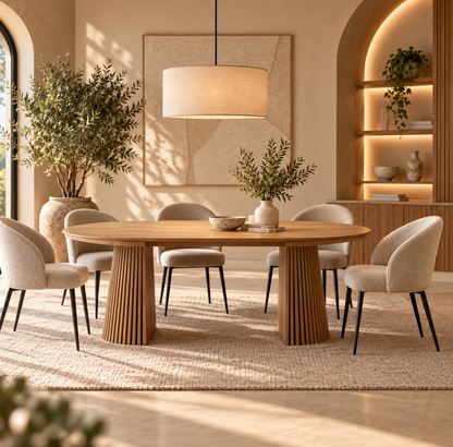 Table à Manger Ovale Extensible Diane – 120 à 200 cm – Bois Clair