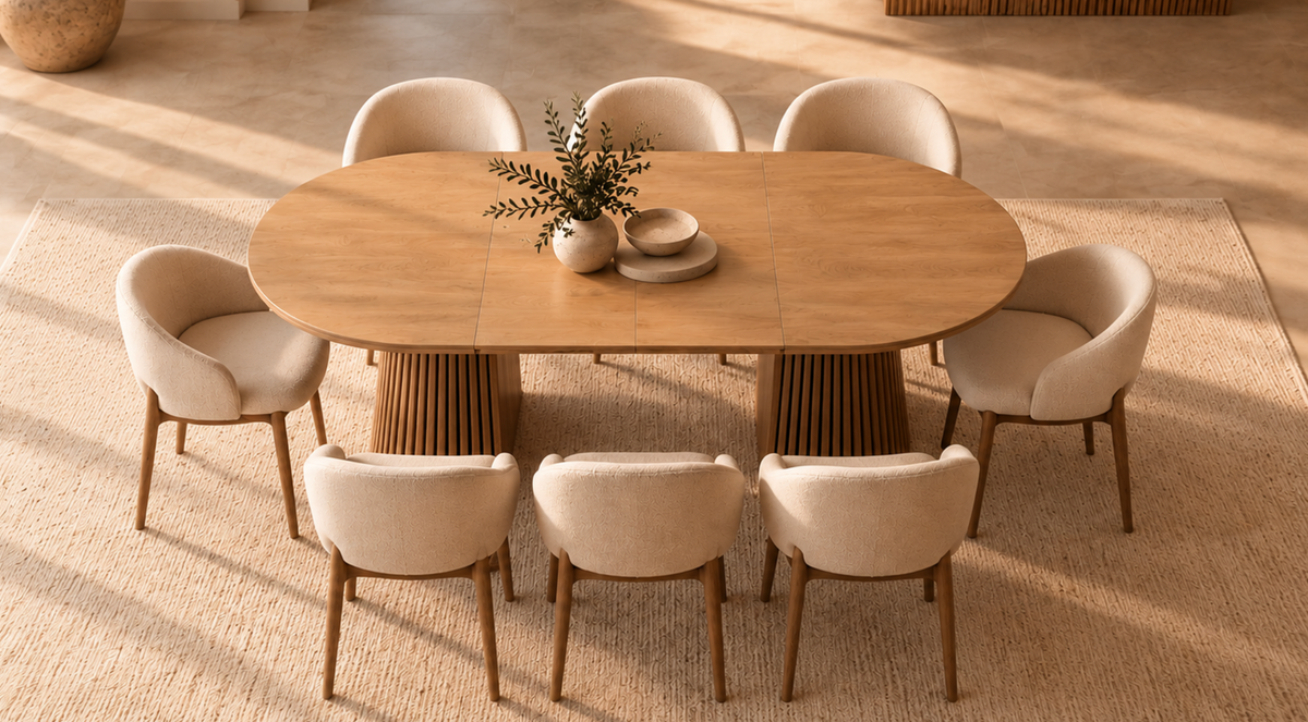 Table à Manger Ovale Extensible Diane – 120 à 200 cm – Bois Clair