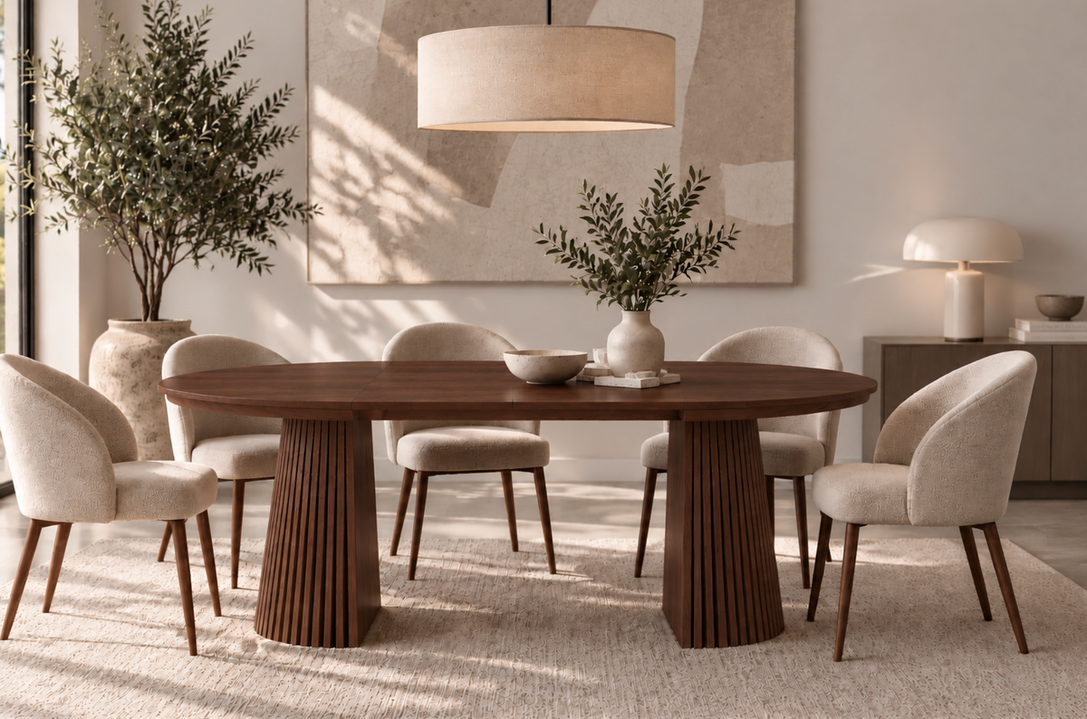 Table à Manger Ovale Extensible Agathe – 120 à 200 cm – Noyer
