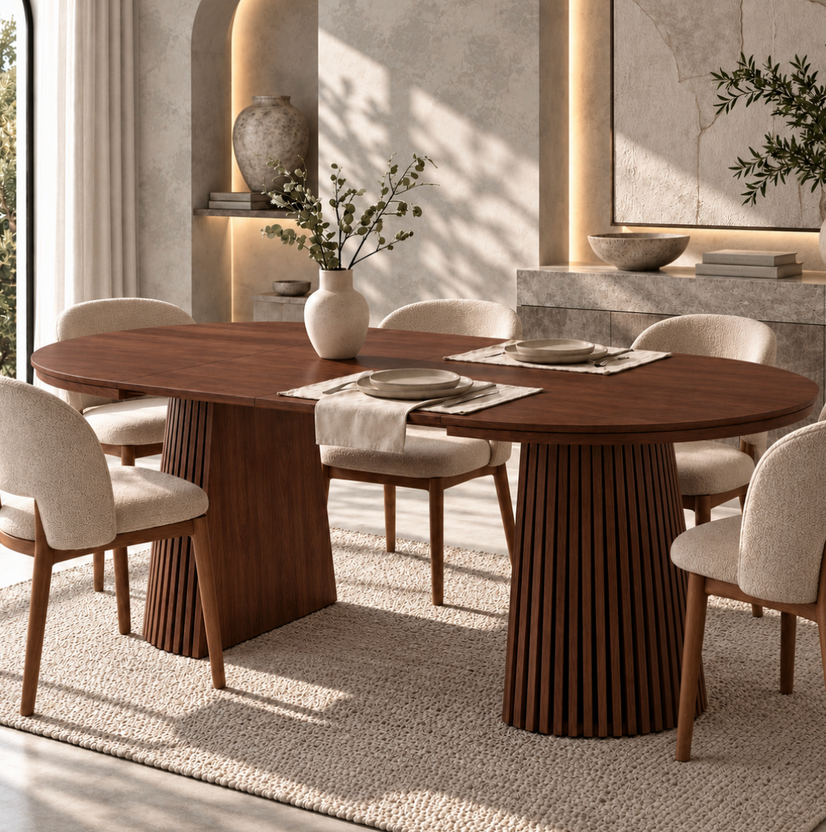Table à Manger Ovale Extensible Agathe – 120 à 200 cm – Noyer