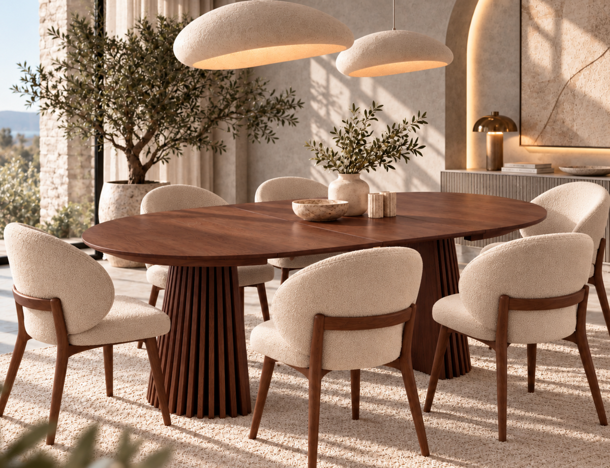Table à Manger Ovale Extensible Agathe – 120 à 200 cm – Noyer