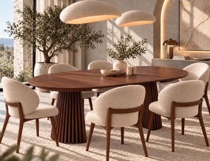Table à Manger Ovale Extensible Agathe – 120 à 200 cm – Noyer
