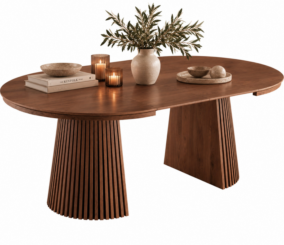 Table à Manger Ovale Extensible Agathe – 120 à 200 cm – Noyer