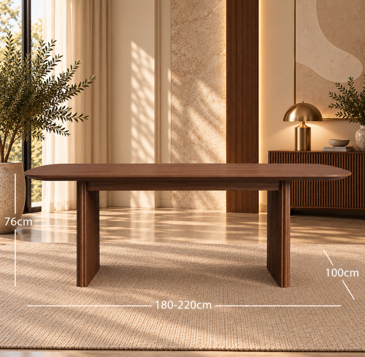 Table à Manger Rectangulaire Extensible Constance – 180 à 220 cm – Noyer