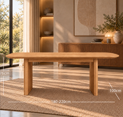 Table à Manger Rectangulaire Extensible Apolline – 180 à 220 cm – Bois Clair