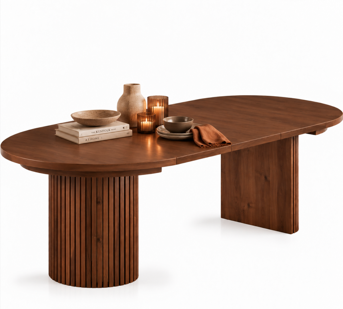 Table à Manger Ovale Extensible Victoria – 114 à 300 cm – Noyer