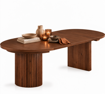 Table à Manger Ovale Extensible Victoria – 114 à 300 cm – Noyer