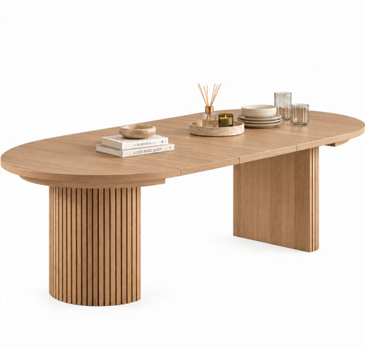 Table à Manger Ovale Extensible Livia – 114 à 300 cm – Bois Clair