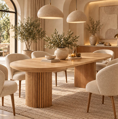 Table à Manger Ovale Extensible Livia – 114 à 300 cm – Bois Clair