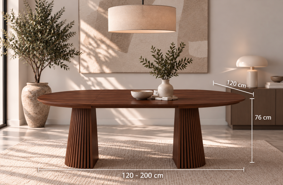 Table à Manger Ovale Extensible Agathe – 120 à 200 cm – Noyer