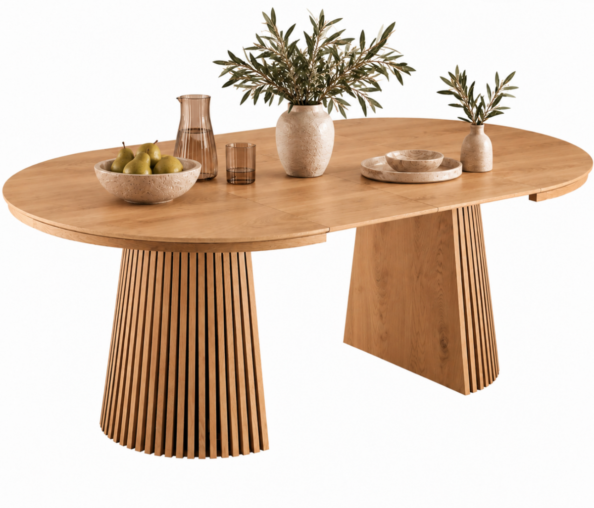 Table à Manger Ovale Extensible Diane – 120 à 200 cm – Bois Clair