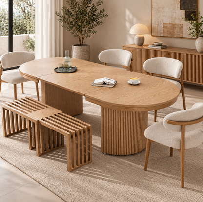Table à Manger Ovale Extensible Amandine – 110 à 190 cm – Bois Clair