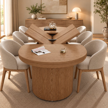 Table à Manger Ovale Extensible Amandine – 110 à 190 cm – Bois Clair