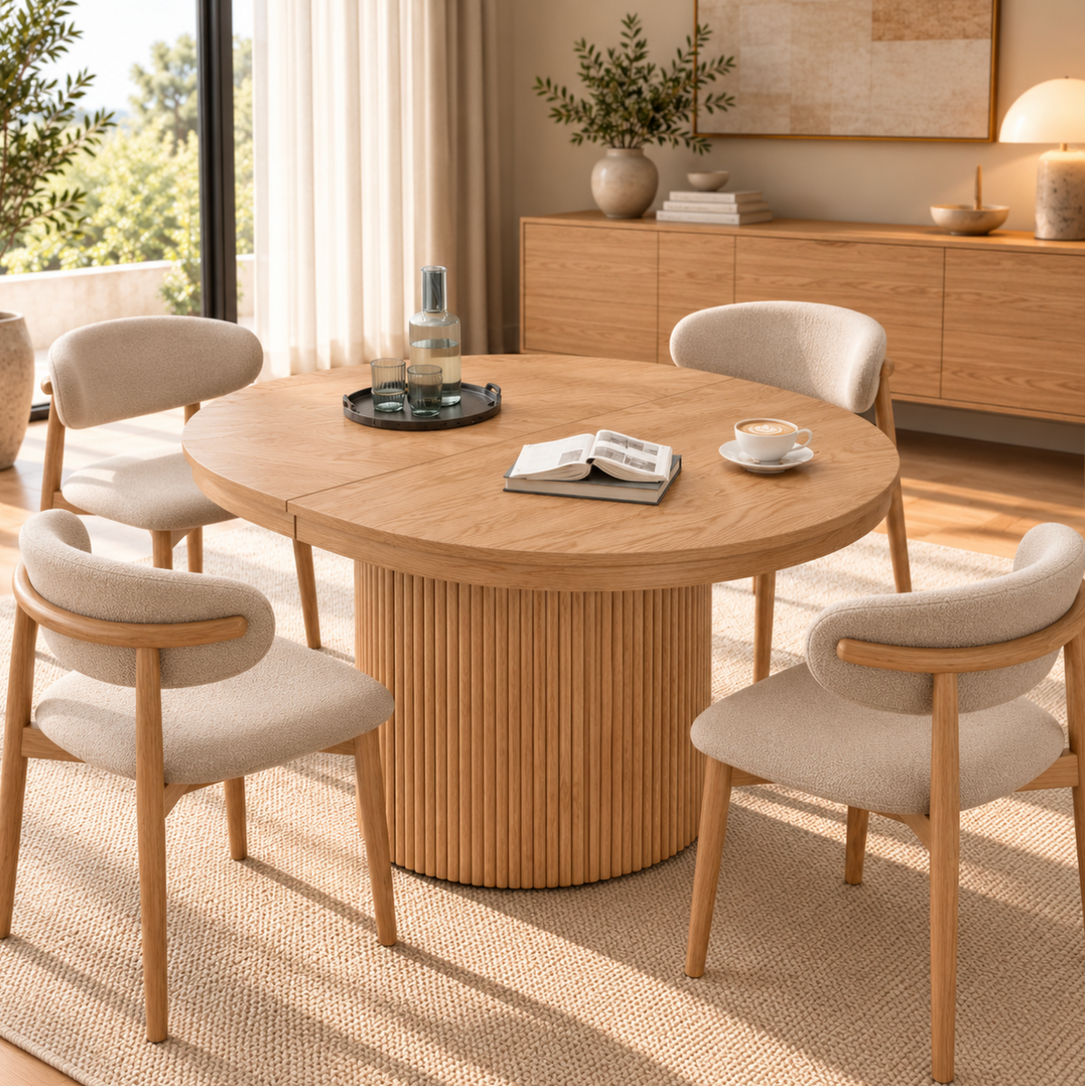 Table à Manger Ovale Extensible Amandine – 110 à 190 cm – Bois Clair