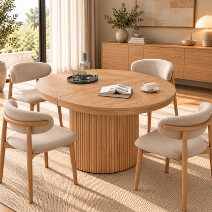 Table à Manger Ovale Extensible Amandine – 110 à 190 cm – Bois Clair