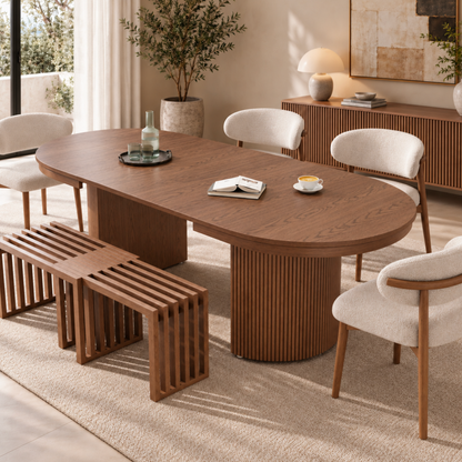 Table à Manger Ovale Extensible Solène – 110 à 190 cm – Bois Noyer