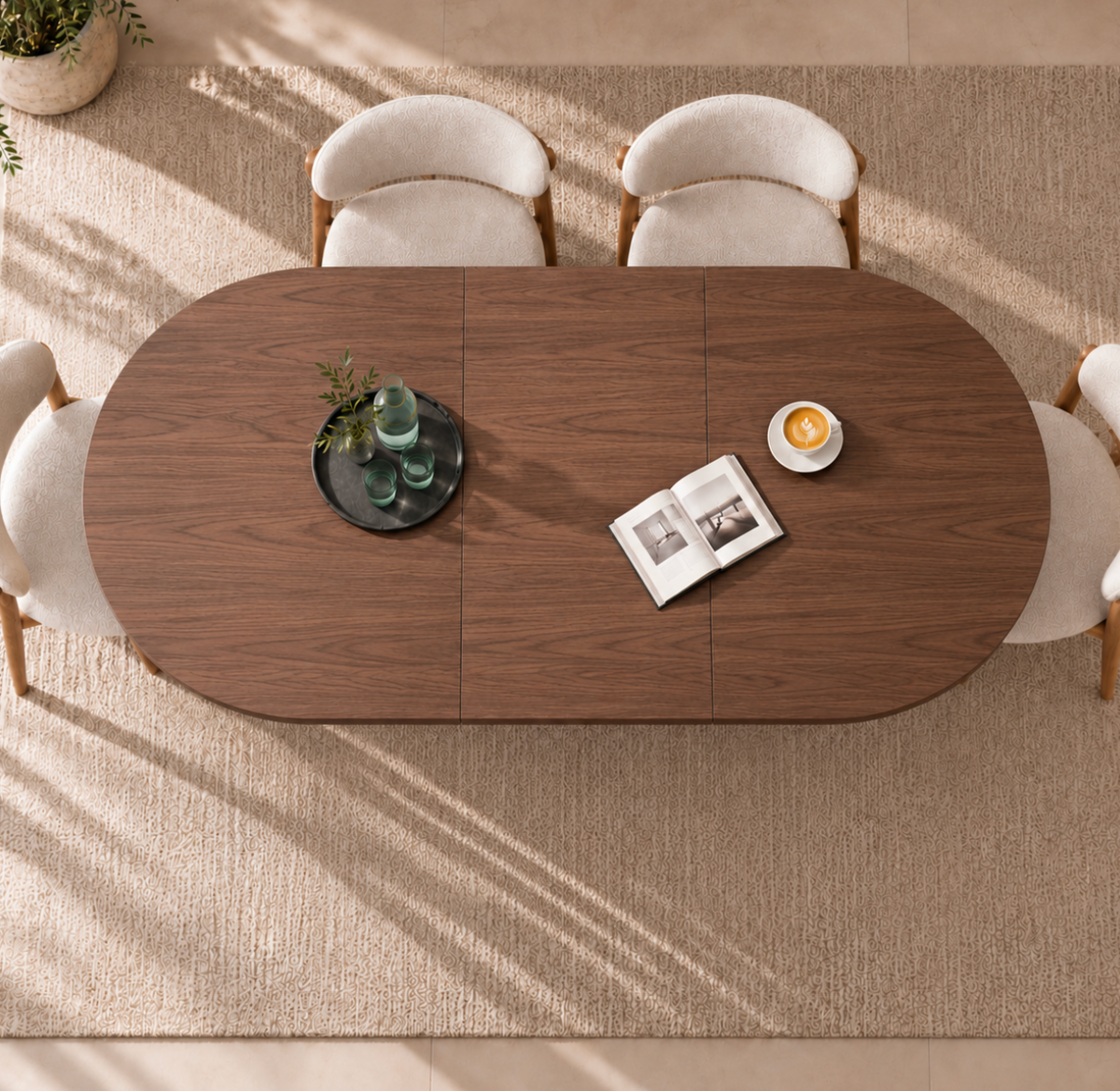 Table à Manger Ovale Extensible Solène – 110 à 190 cm – Bois Noyer