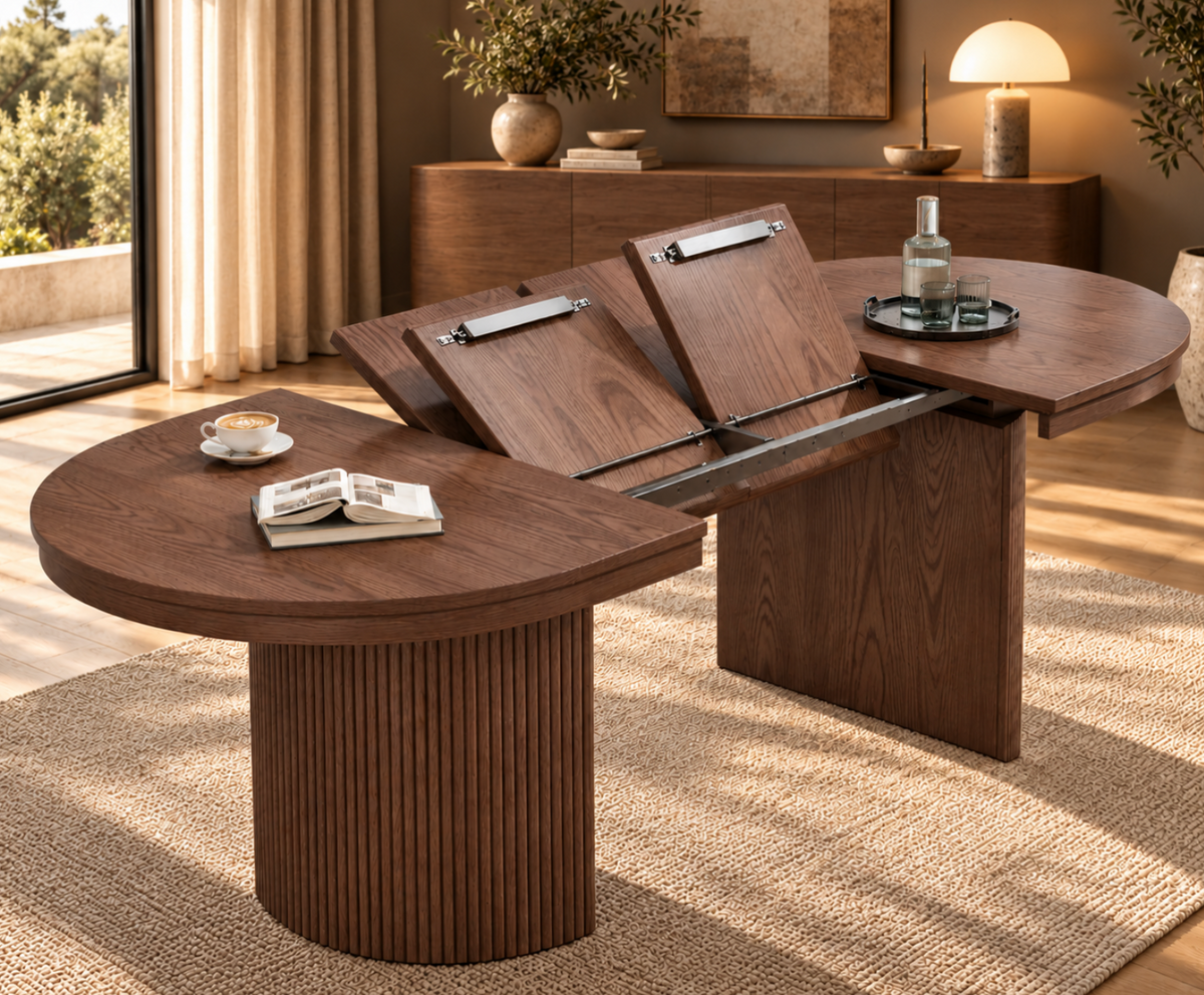 Table à Manger Ovale Extensible Solène – 110 à 190 cm – Bois Noyer