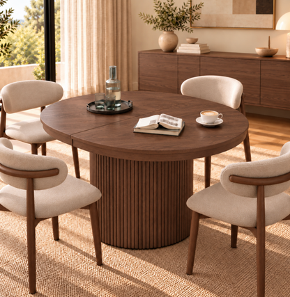 Table à Manger Ovale Extensible Solène – 110 à 190 cm – Bois Noyer