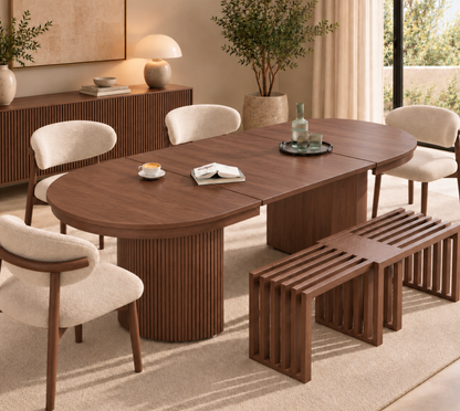 Table à Manger Ovale Extensible Solène – 110 à 190 cm – Bois Noyer