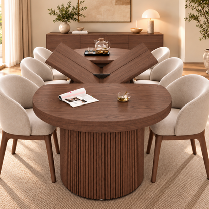 Table à Manger Ovale Extensible Solène – 110 à 190 cm – Bois Noyer