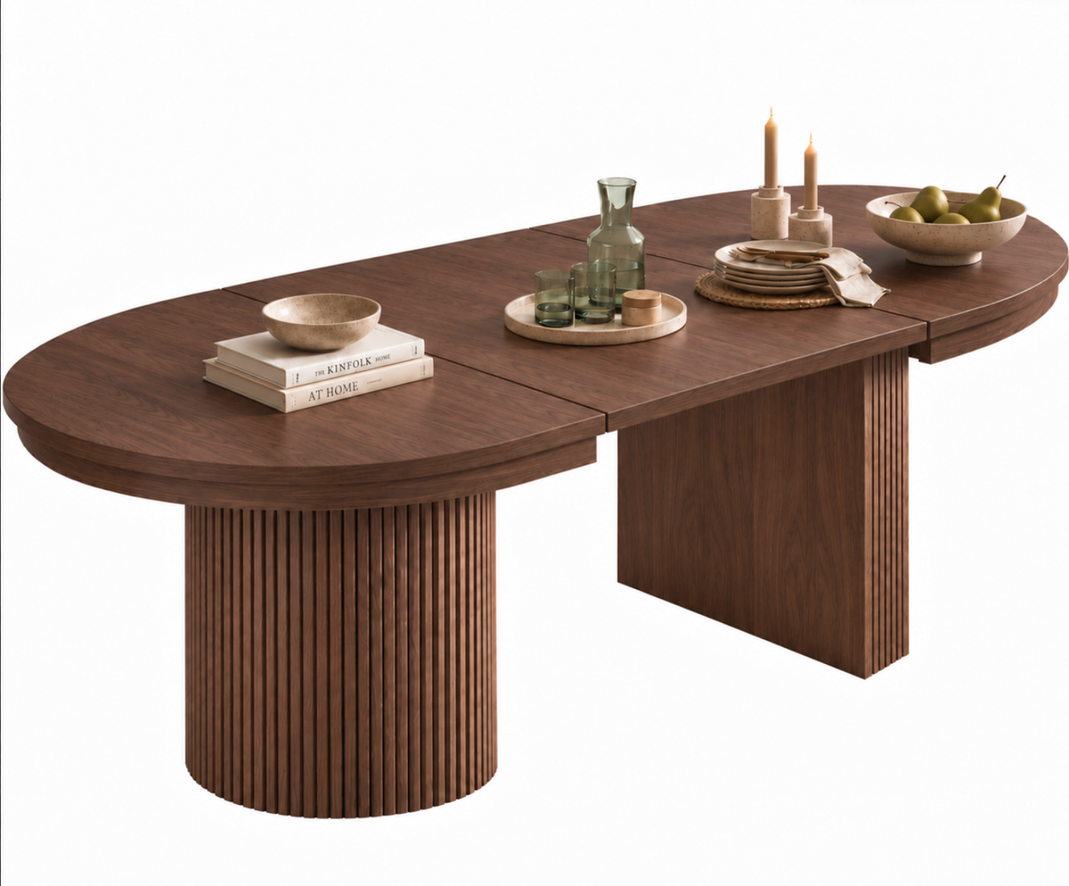 Table à Manger Ovale Extensible Solène – 110 à 190 cm – Bois Noyer