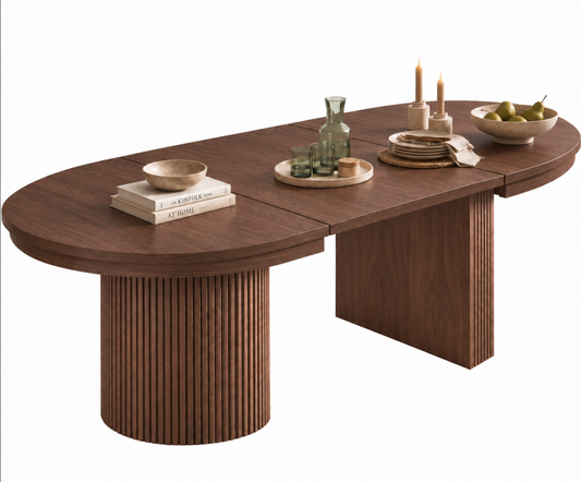 Table à Manger Ovale Extensible Solène – 110 à 190 cm – Bois Noyer