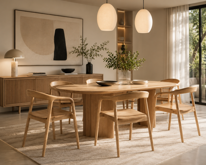 Chaise Design Isa – Bois Massif Clair, Dossier Enveloppant et Accoudoirs