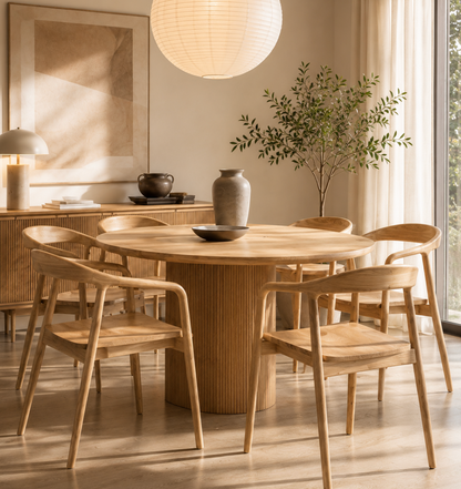 Chaise Design Isa – Bois Massif Clair, Dossier Enveloppant et Accoudoirs