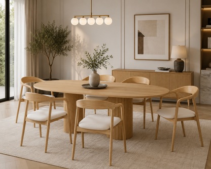 Chaise Design Ina – Bois Massif Clair, Assise Rembourrée en Cuir Blanc