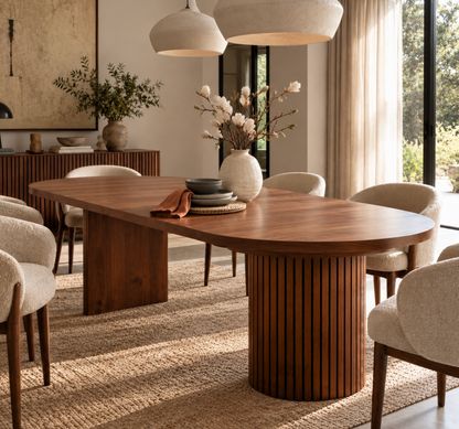 Table à Manger Ovale Extensible Victoria – 114 à 300 cm – Noyer