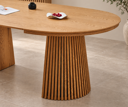 Table à Manger Ovale Extensible Diane – 120 à 200 cm – Bois Clair