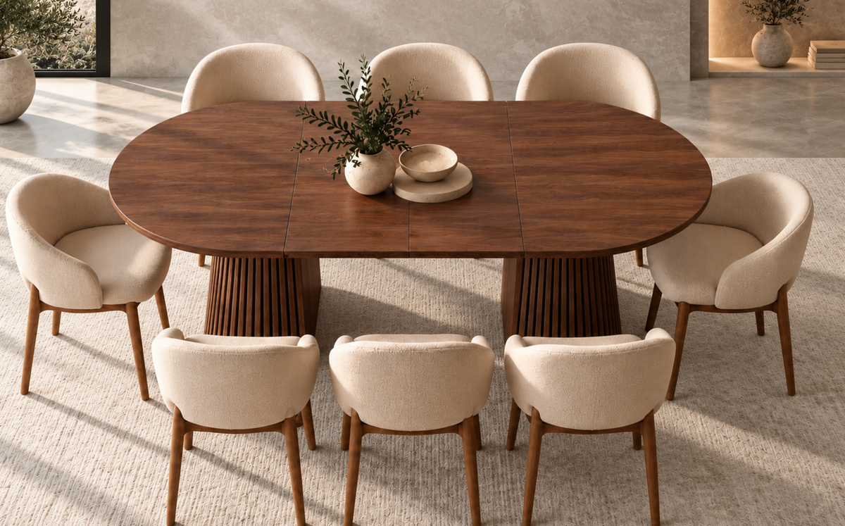 Table à Manger Ovale Extensible Agathe – 120 à 200 cm – Noyer