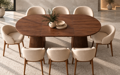Table à Manger Ovale Extensible Agathe – 120 à 200 cm – Noyer