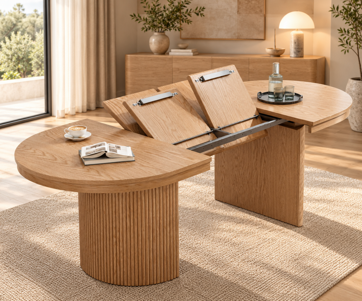 Table à Manger Ovale Extensible Amandine – 110 à 190 cm – Bois Clair